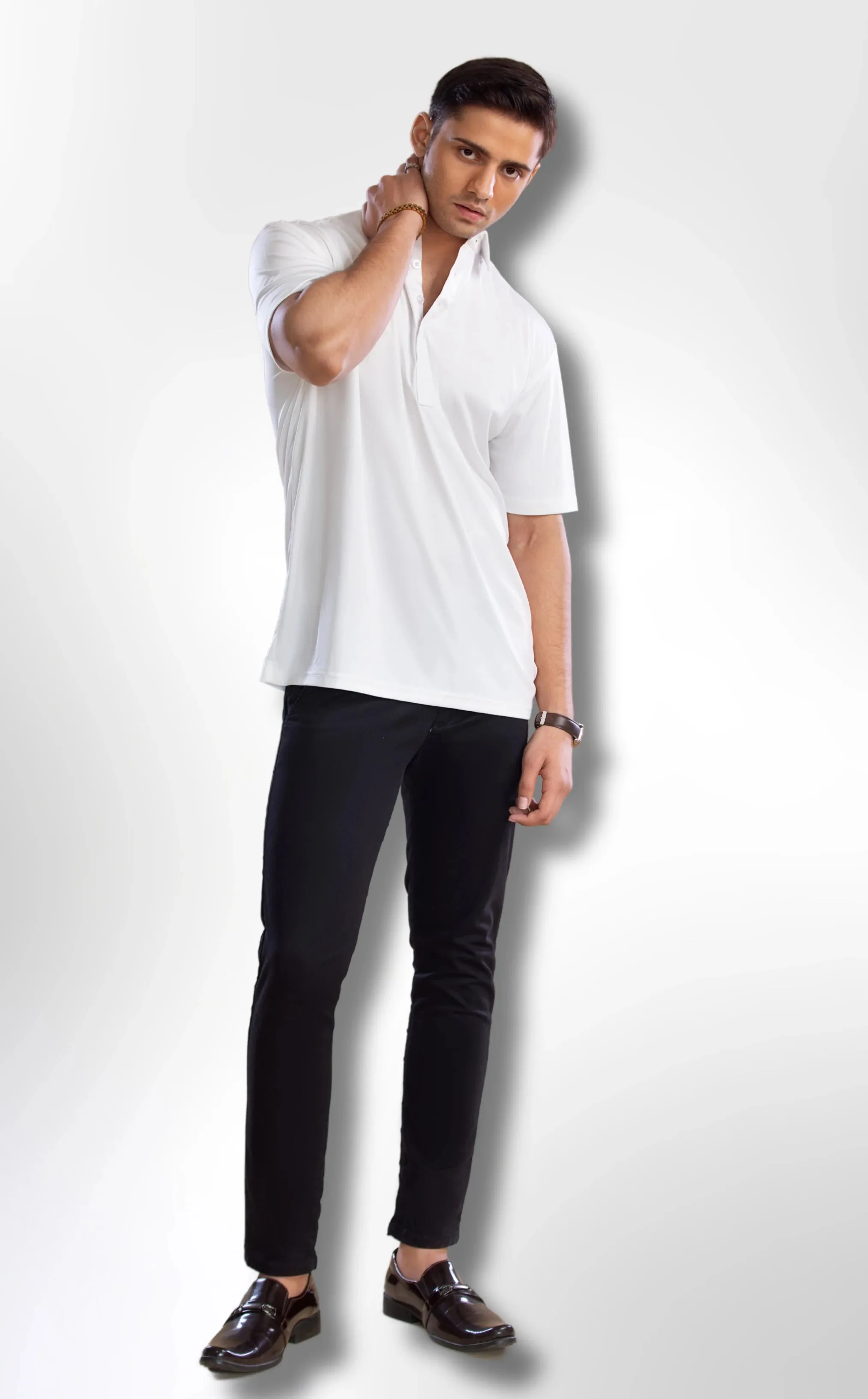 The Dressy Polo Oxford Spread Collar White