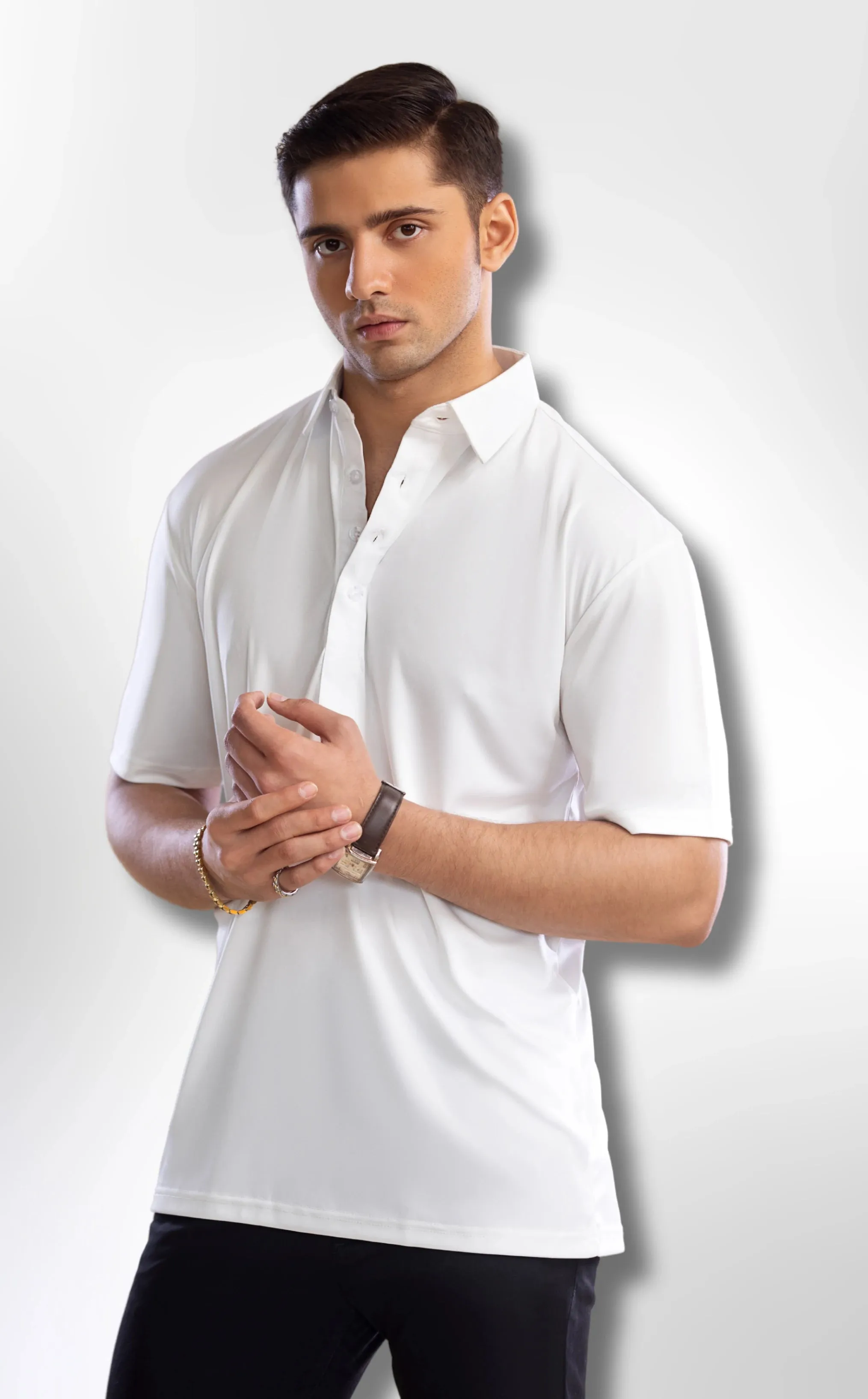 The Dressy Polo Oxford Spread Collar White