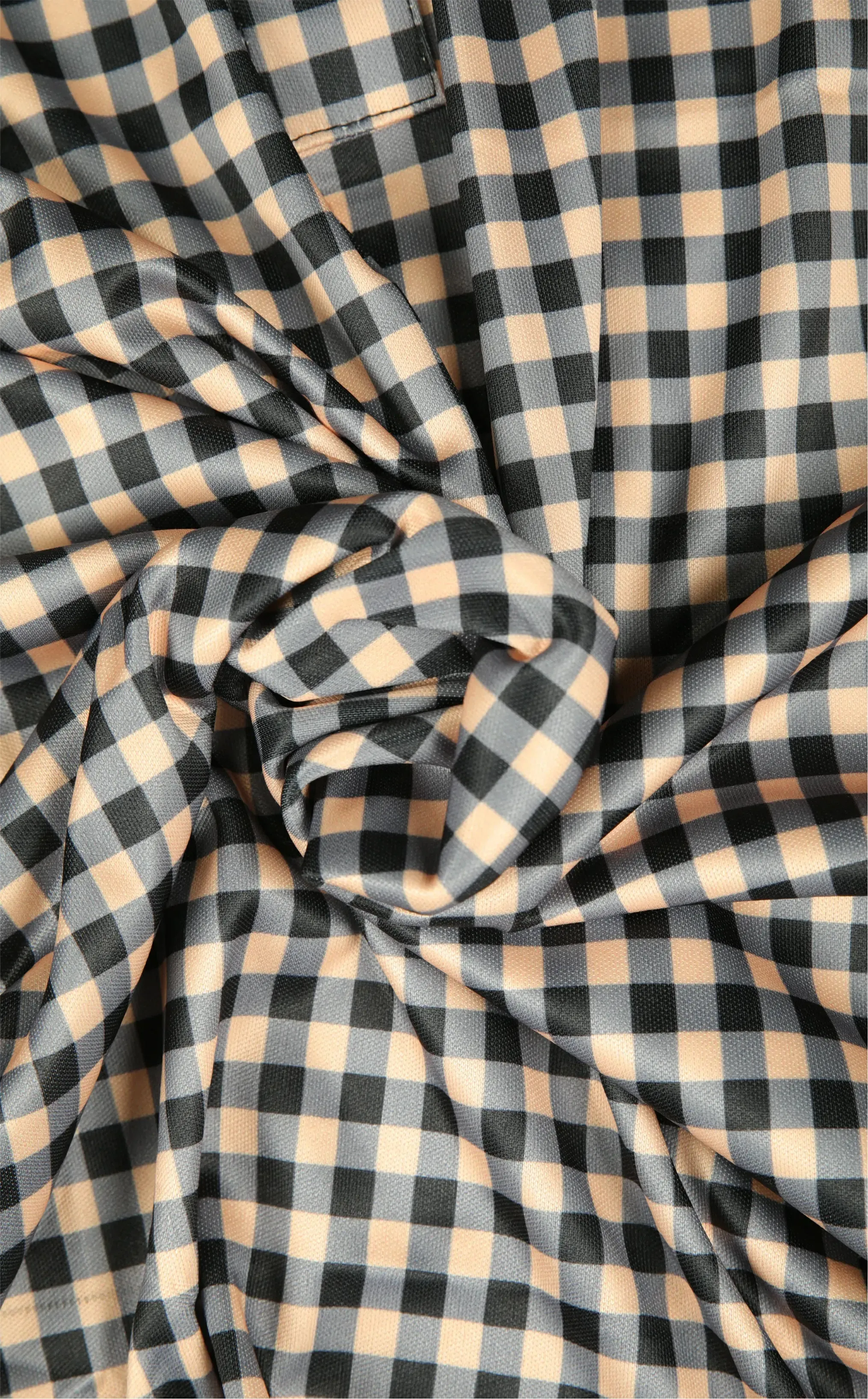 The Dressy Polo Semi-Spread Collar Black and Brown Gingham