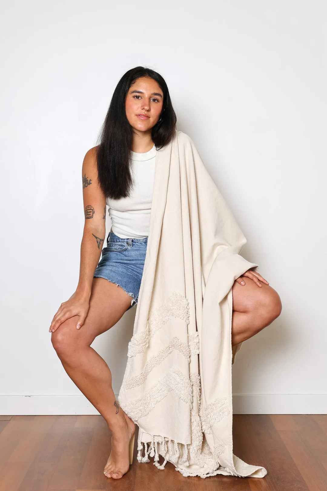 The Freya Boho Textured Throw | Natural