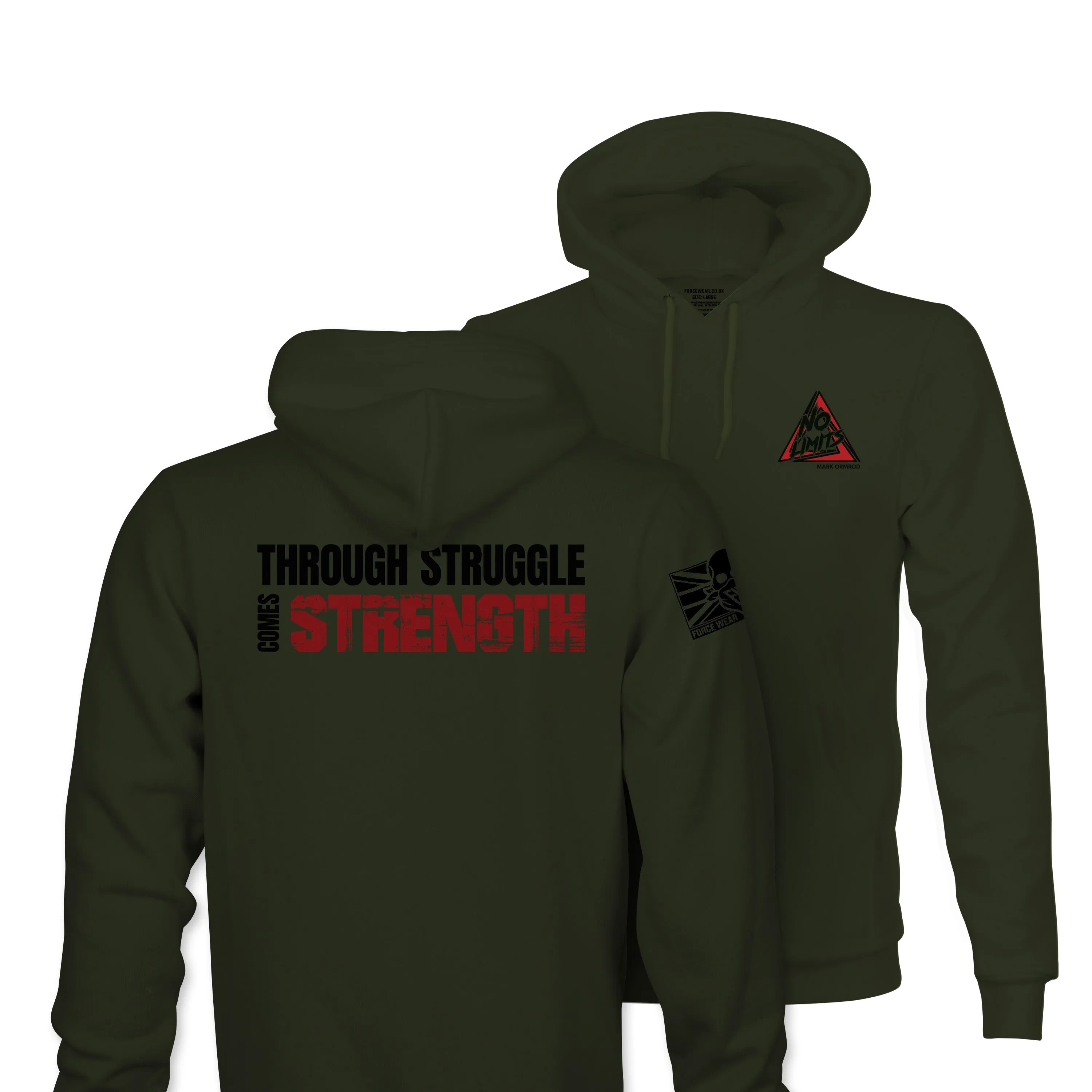 THROUGH STRUGGLE COMES STRENGTH TAG & BACK HOODIE