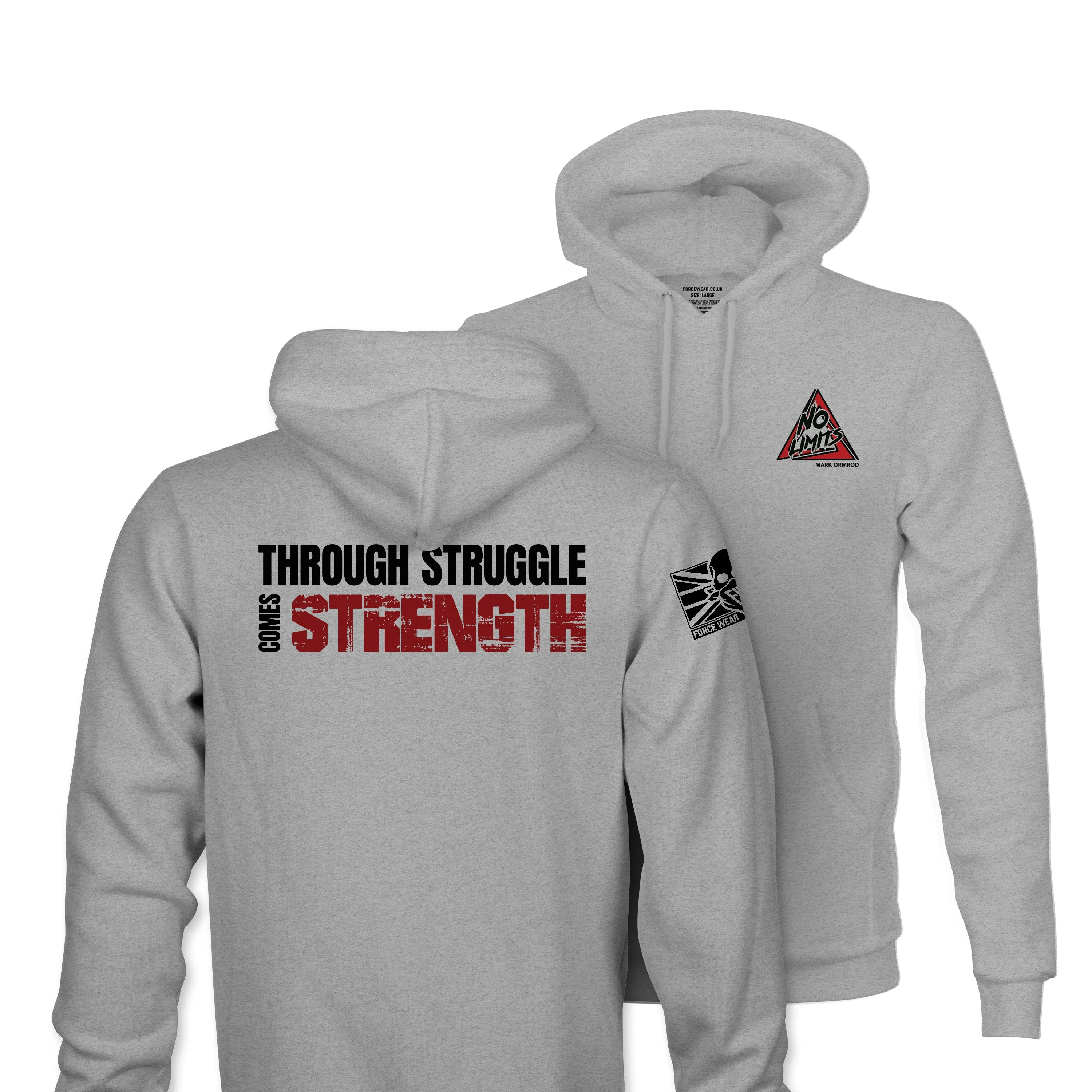 THROUGH STRUGGLE COMES STRENGTH TAG & BACK HOODIE