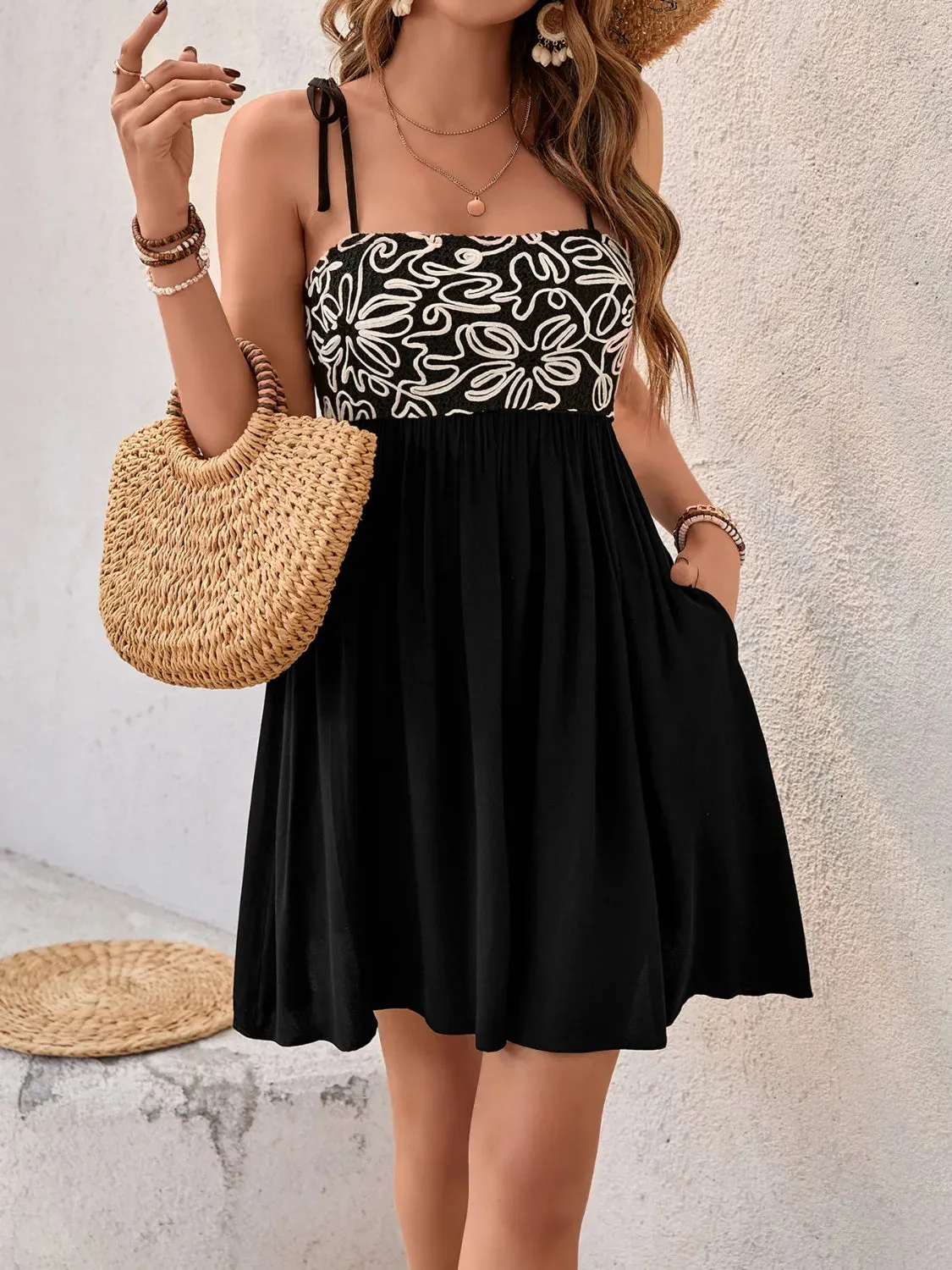 Tie Shoulder Mini Cami Dress