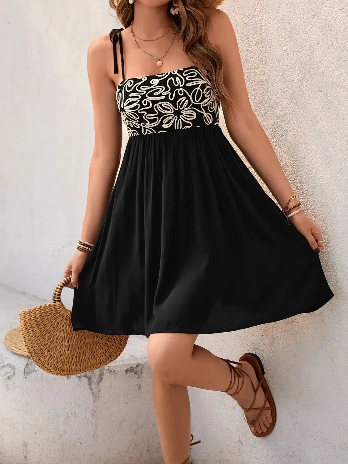 Tie Shoulder Mini Cami Dress