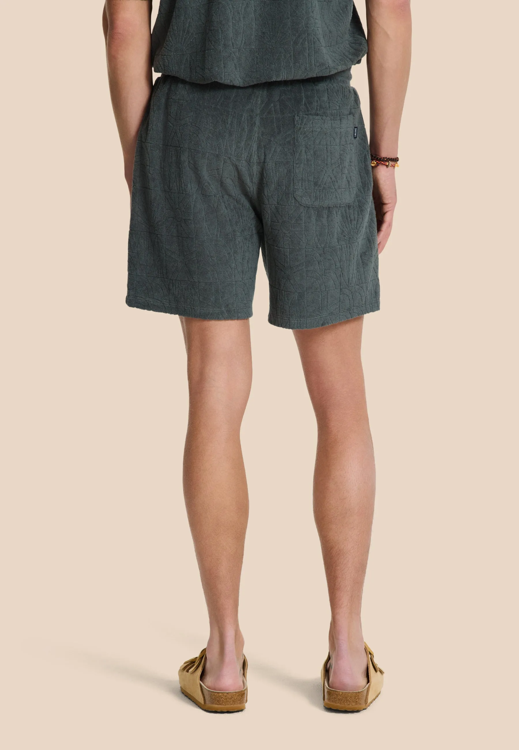 TONY toweling shorts geo sun | green smokey