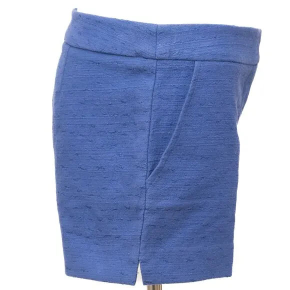 Trina Turk Blue Cotton Blend Textured Trouser Shorts Size 6