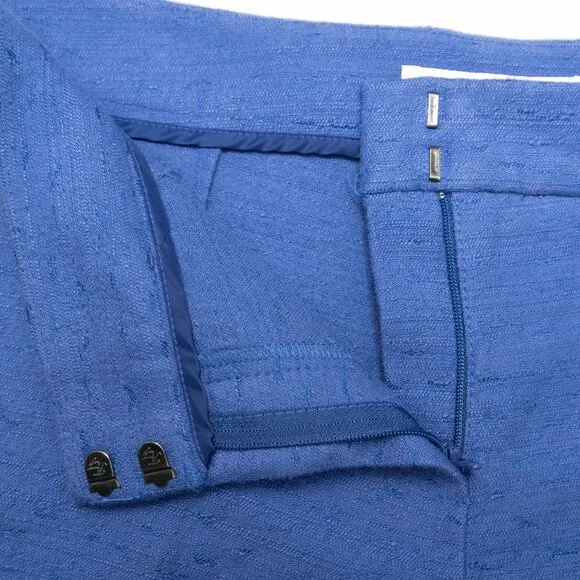Trina Turk Blue Cotton Blend Textured Trouser Shorts Size 6