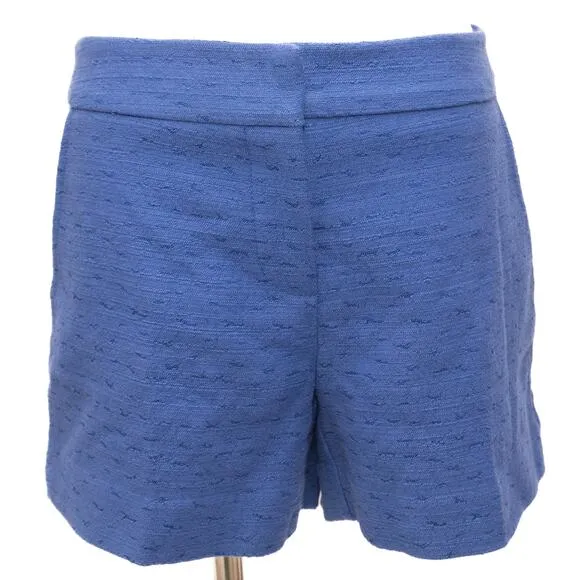 Trina Turk Blue Cotton Blend Textured Trouser Shorts Size 6