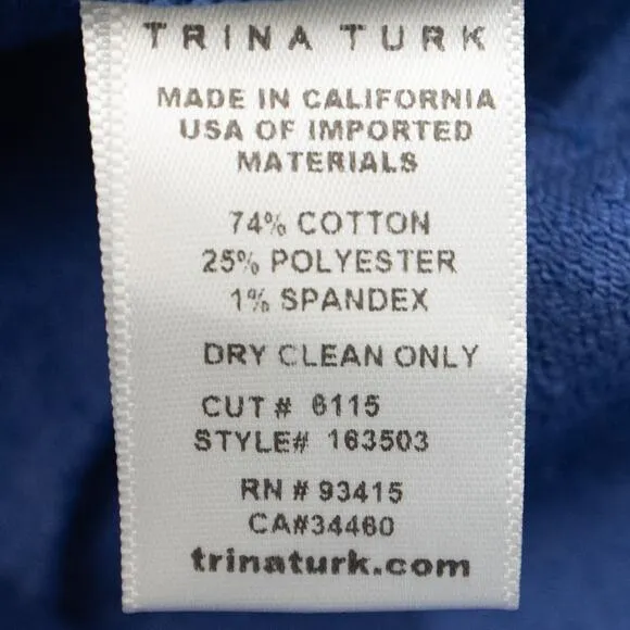 Trina Turk Blue Cotton Blend Textured Trouser Shorts Size 6