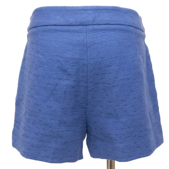 Trina Turk Blue Cotton Blend Textured Trouser Shorts Size 6