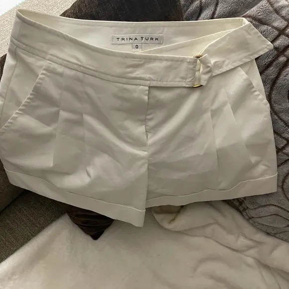 Trina Turk White Pleated Shorts