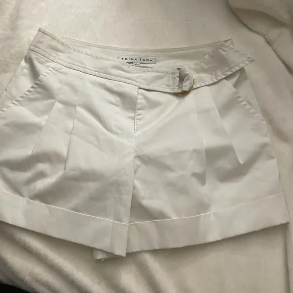 Trina Turk White Pleated Shorts