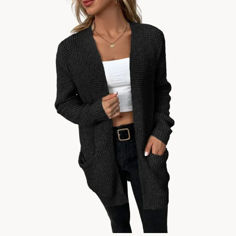 Uliana - elegant long women's v-neck cardigan