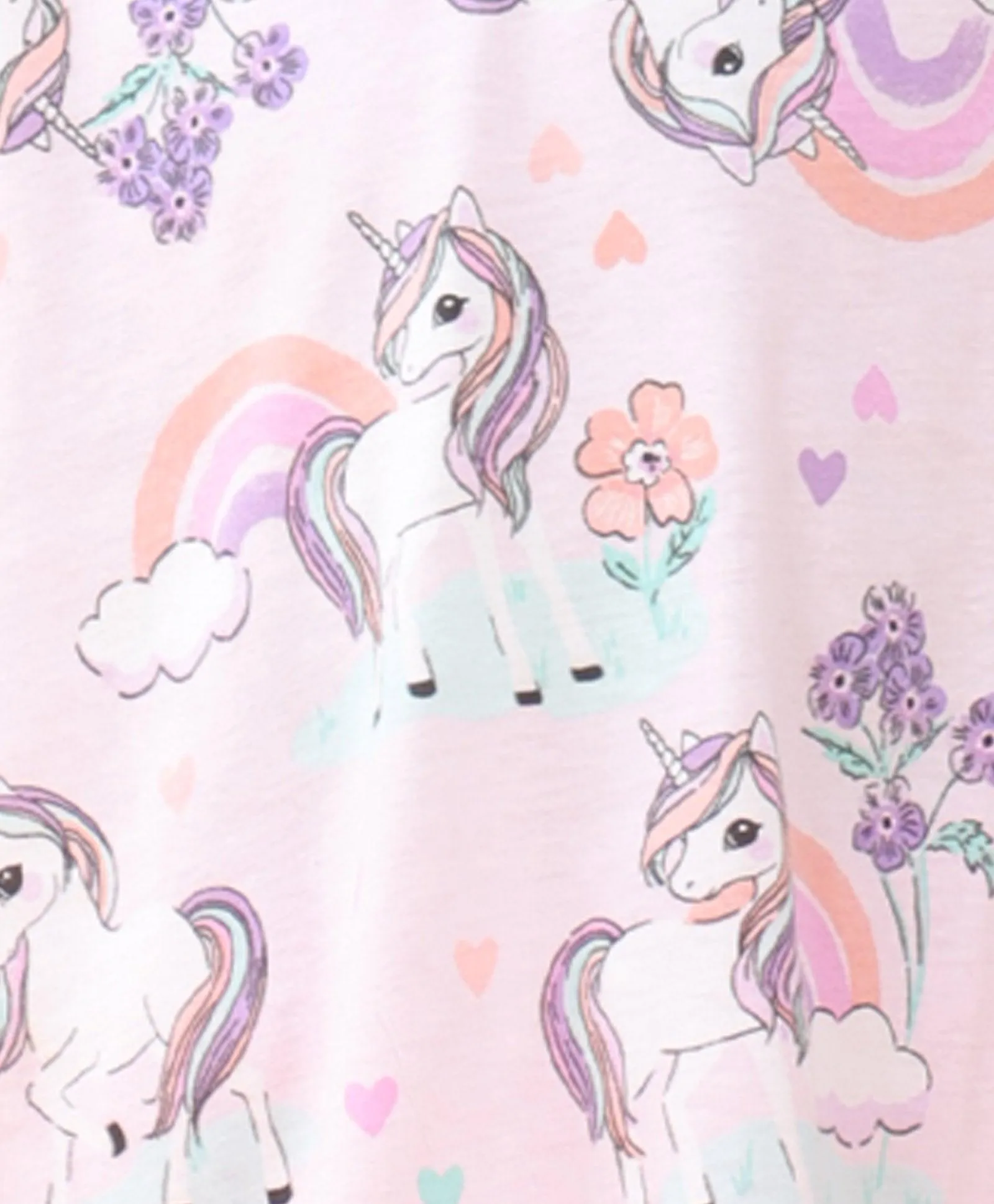 UNICORN HEART PINK POPCORN GIRLS SHORTS SET D - PINK