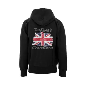 Urban Attitude Kings Coronation 2023 British Flag Hoodie Back Print (Black)