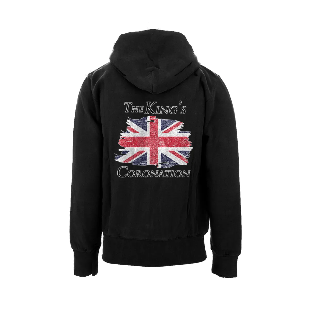 Urban Attitude Kings Coronation 2023 British Flag Hoodie Back Print (Black)
