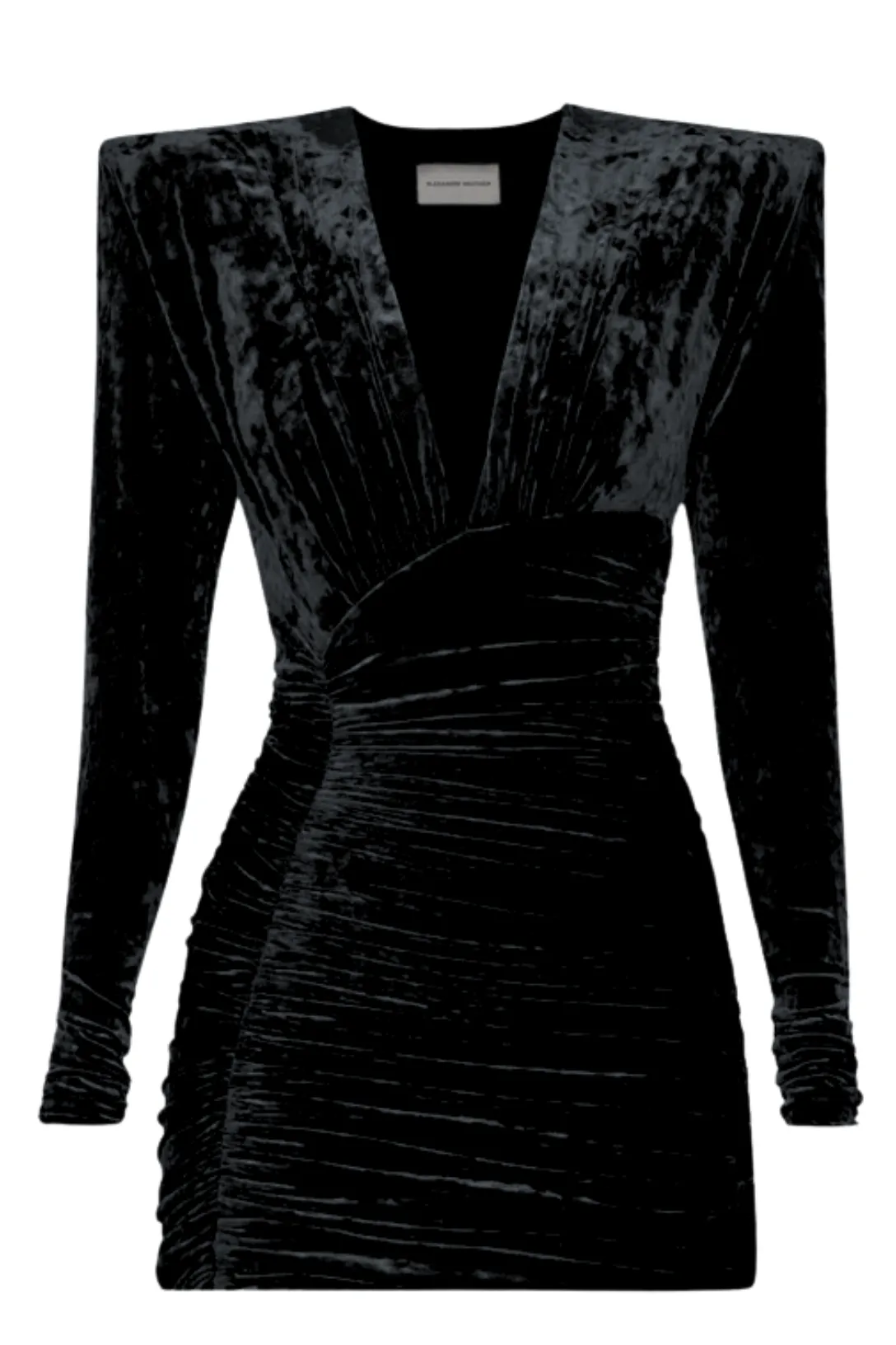 V Neck Velvet Mini Dress | Black