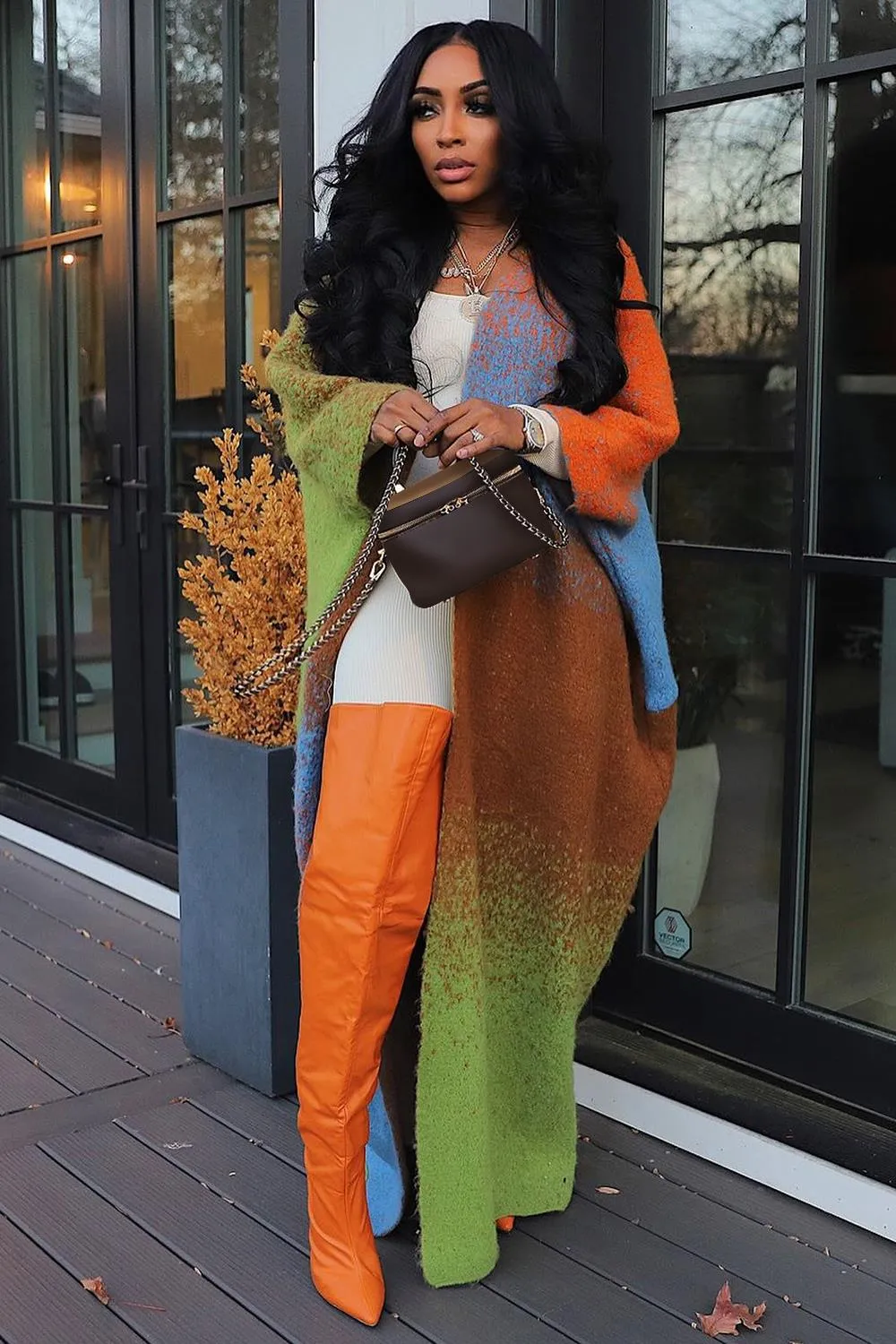 Vibrant Oversized Knitted Long Cardigan for Effortless Style
