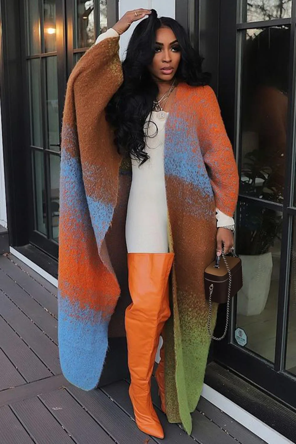 Vibrant Oversized Knitted Long Cardigan for Effortless Style