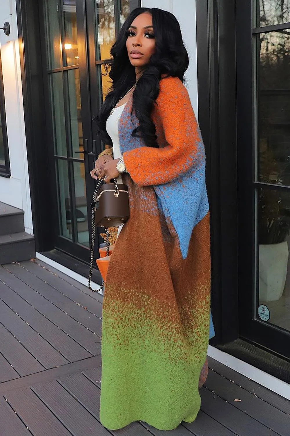 Vibrant Oversized Knitted Long Cardigan for Effortless Style
