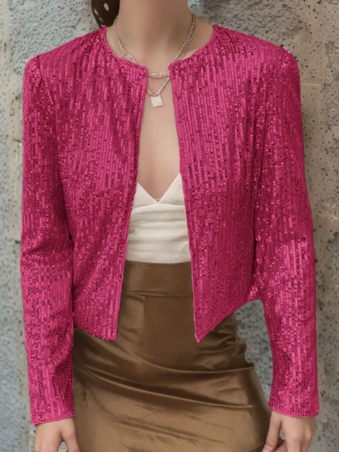 Victoria Sequin Open Front Cropped Jacket | Poundton | 10 Colors