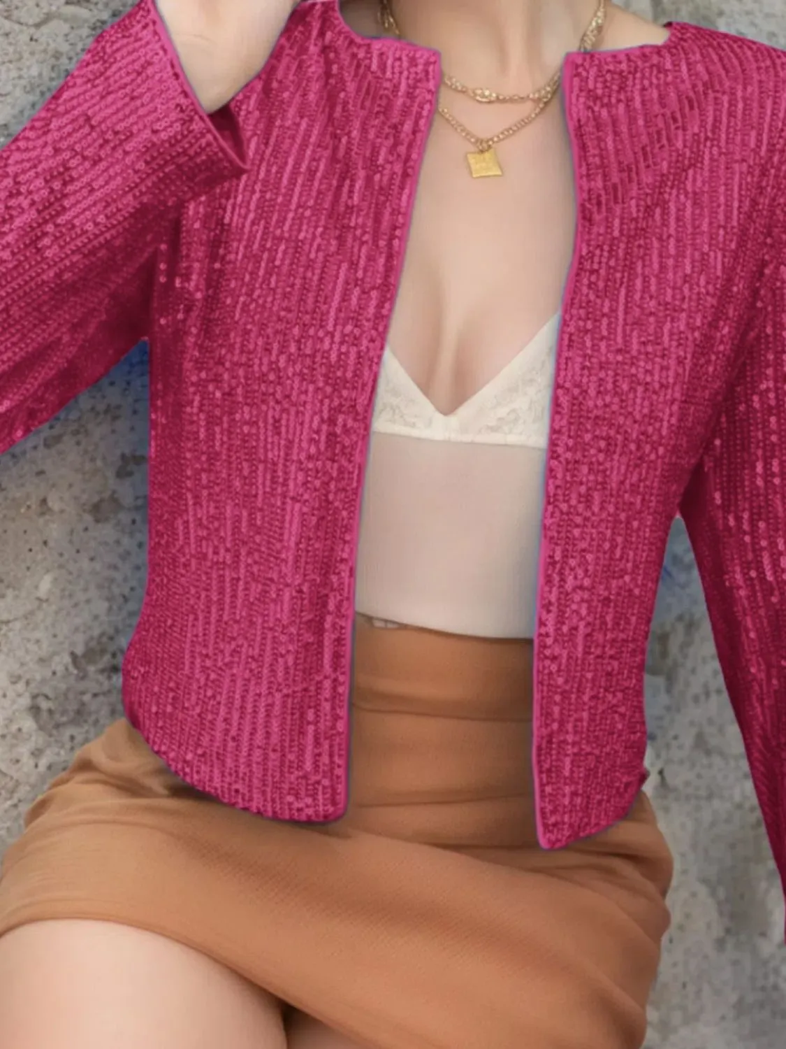 Victoria Sequin Open Front Cropped Jacket | Poundton | 10 Colors