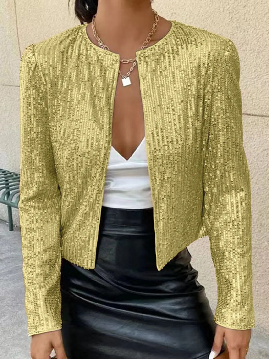 Victoria Sequin Open Front Cropped Jacket | Poundton | 10 Colors