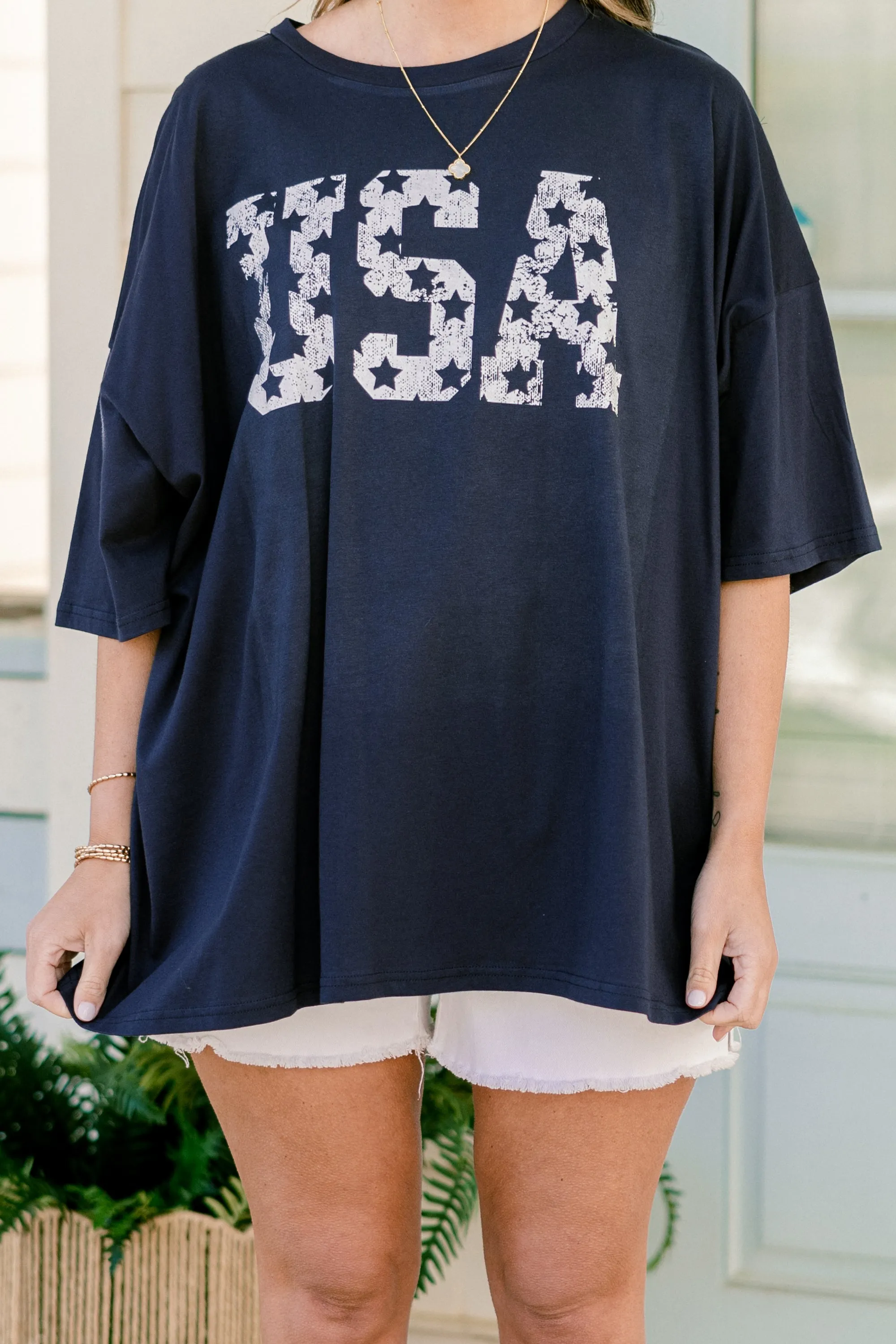 Vintage USA Boyfriend Tee, Midnight Navy