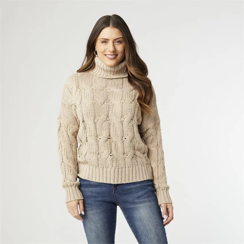 Viola Cable Knit Turtleneck Sweater