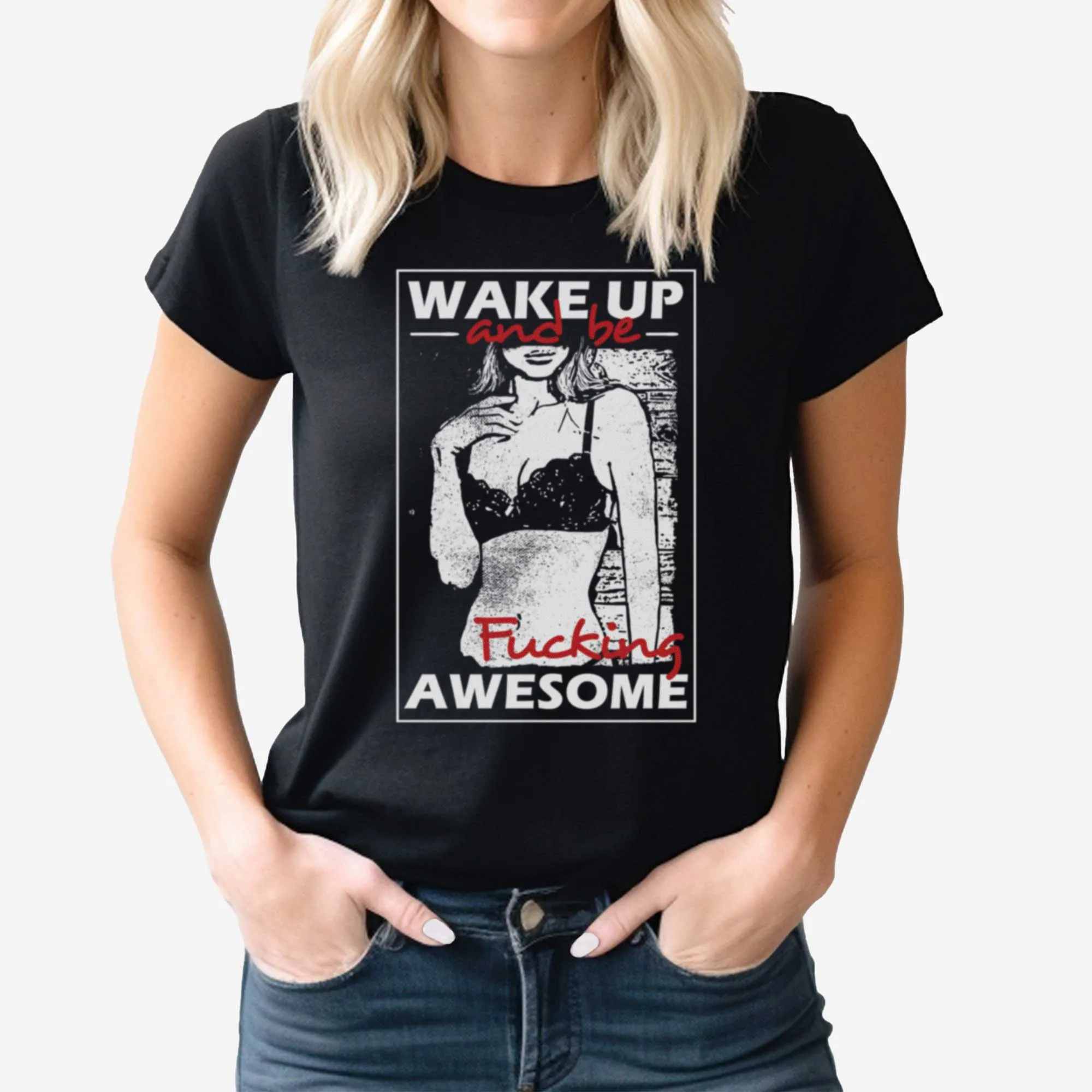 Wake Up and Be Awesome - Adult Unisex Jersey Crew Tee