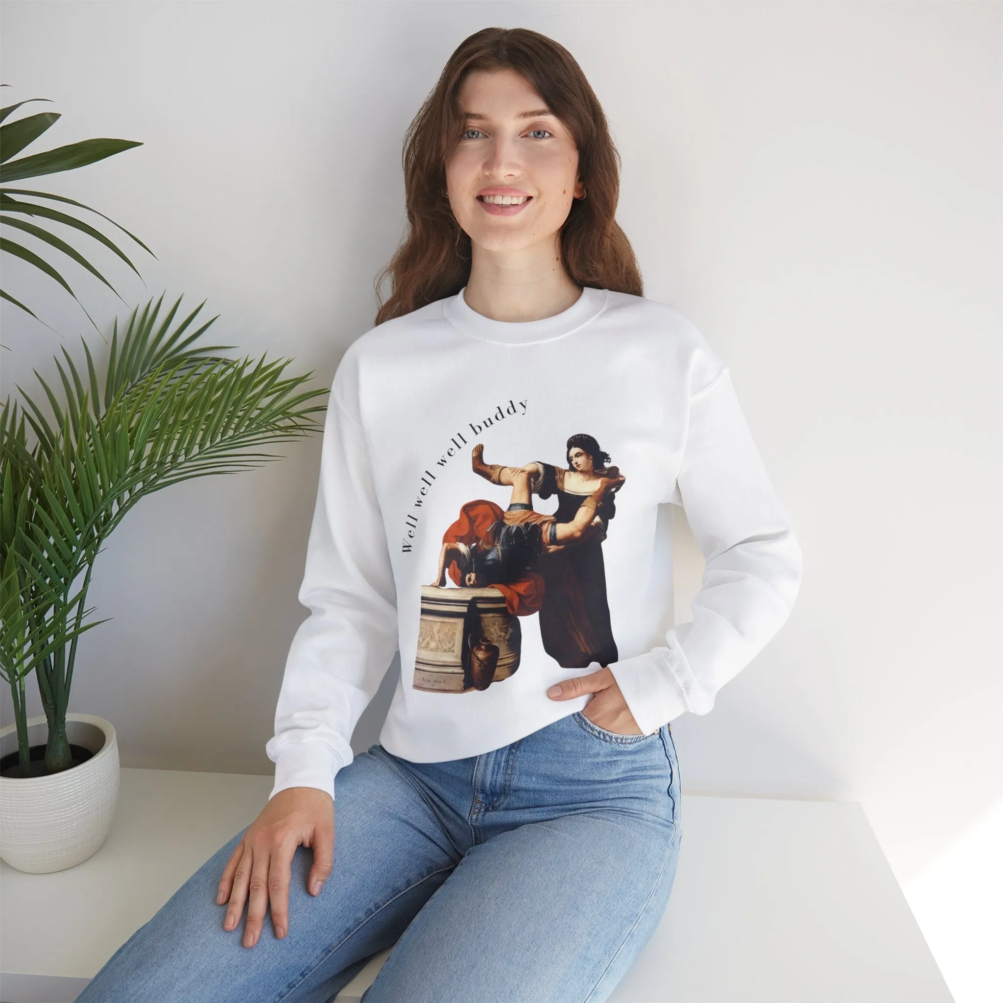 Well Well Well Buddy Timoclea Kills the Captain of Alexander the Great Unisex Heavy Blend™ Crewneck Sweatshirt (Sizes S-5X)