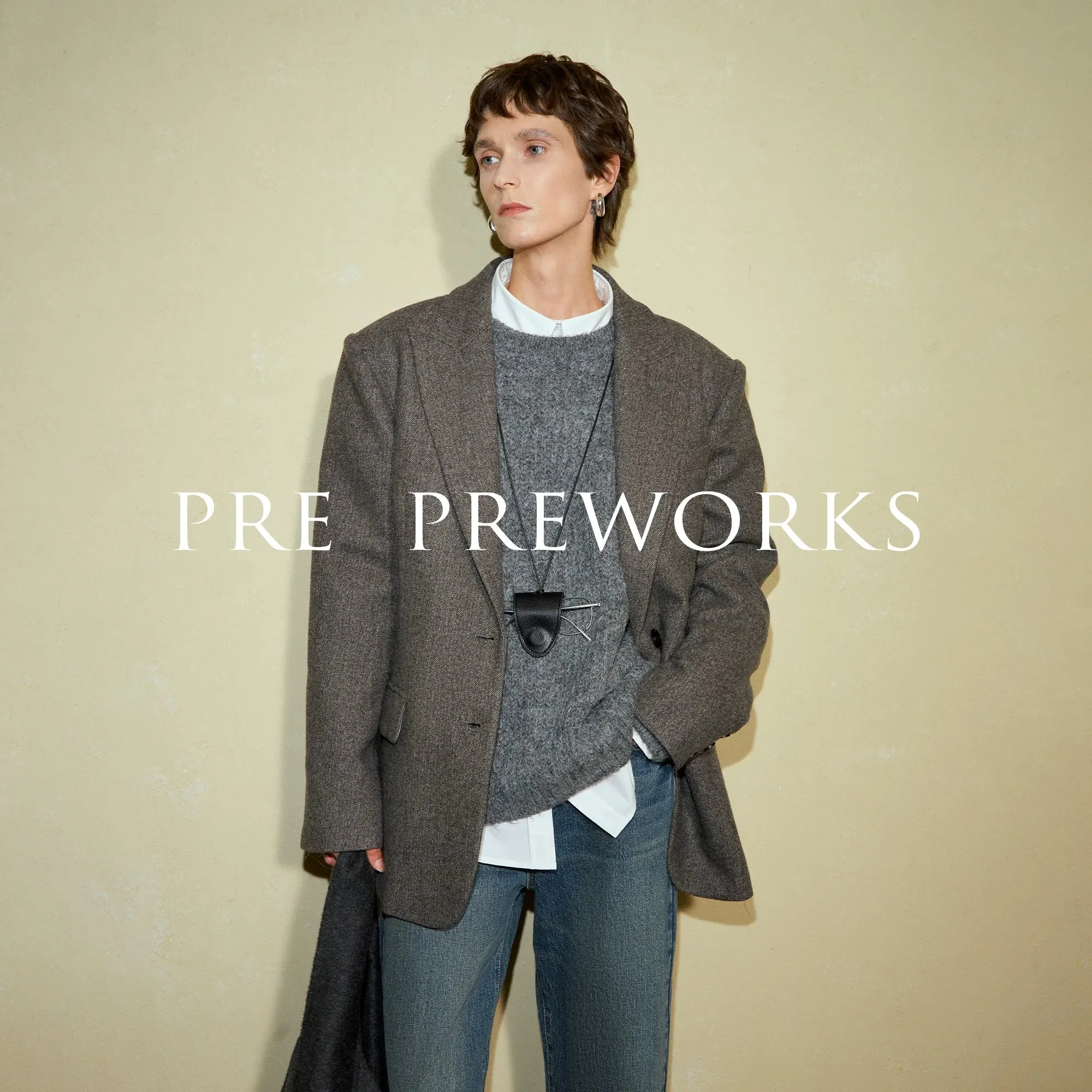 Wide-Shoulder Wool Suit Jacket