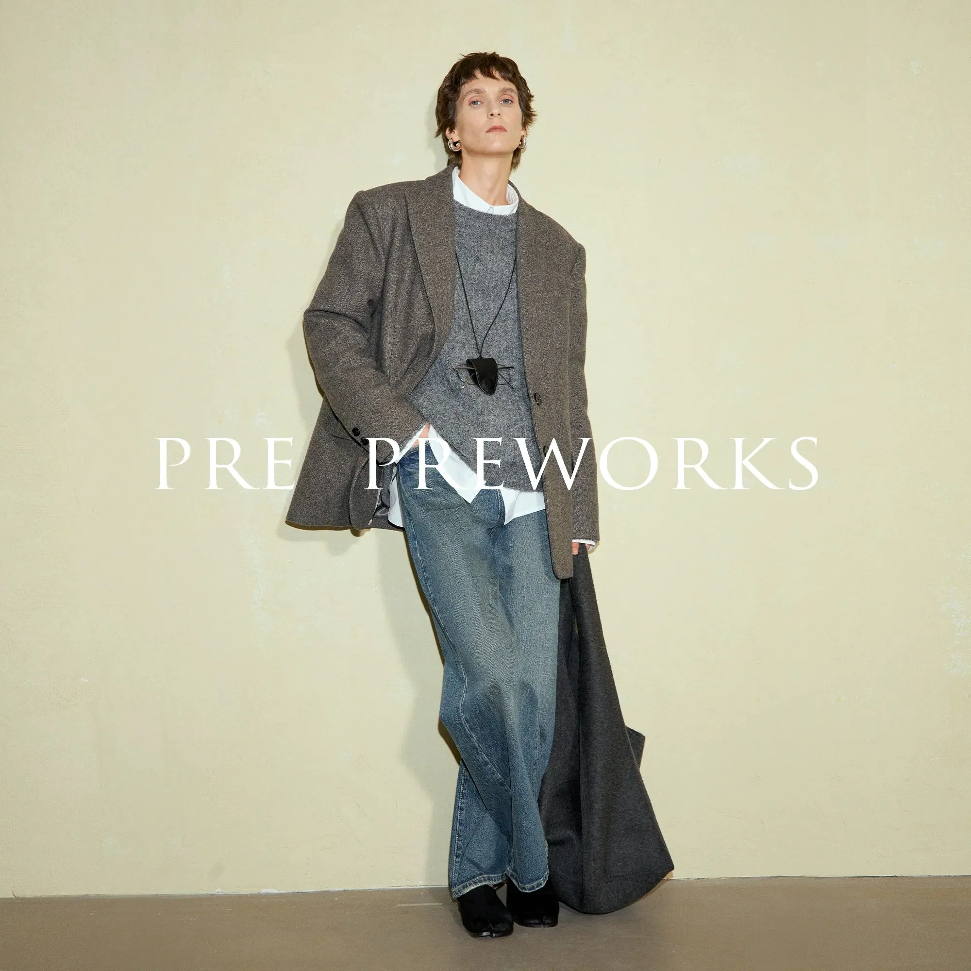 Wide-Shoulder Wool Suit Jacket