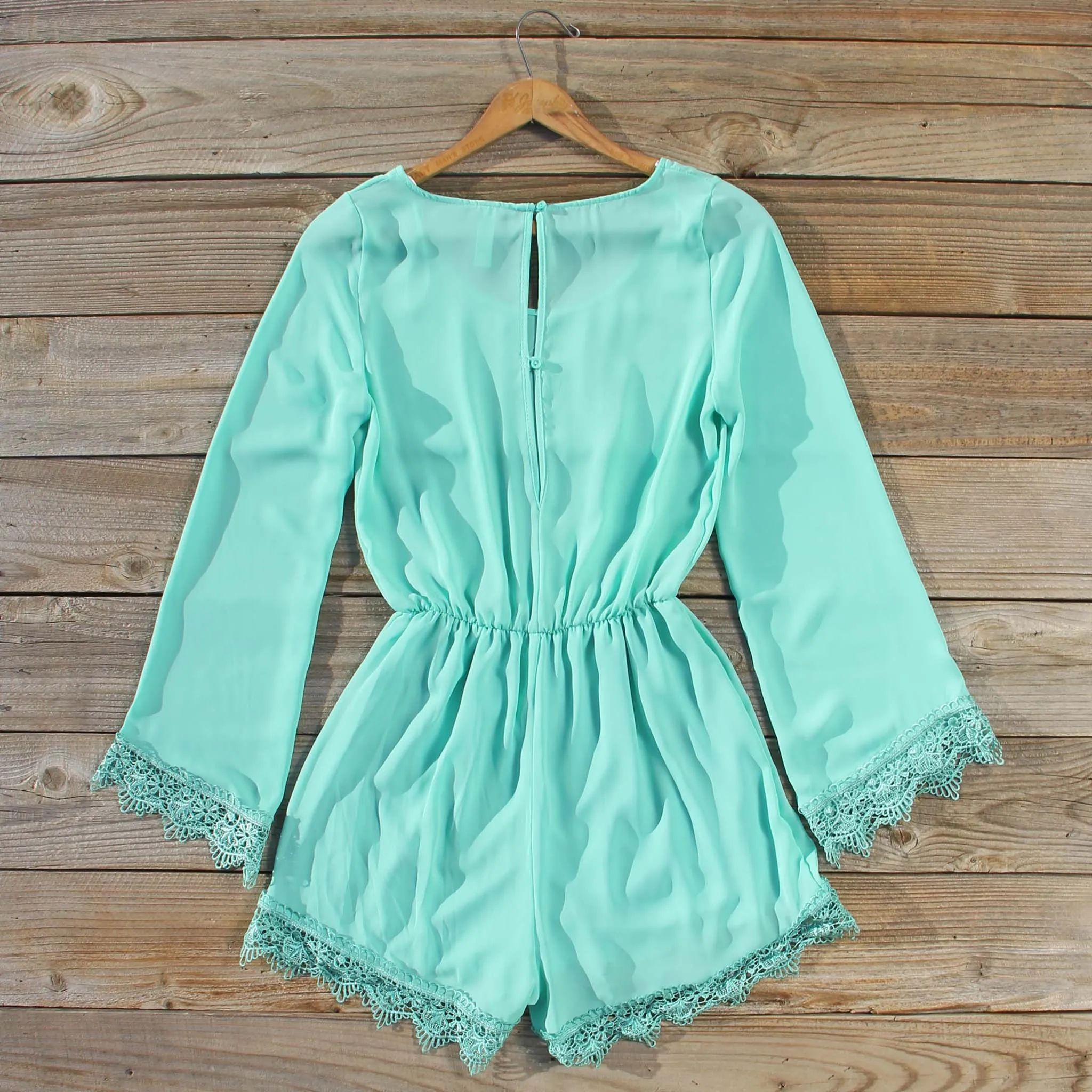 Wintertide Lace Romper in Mint
