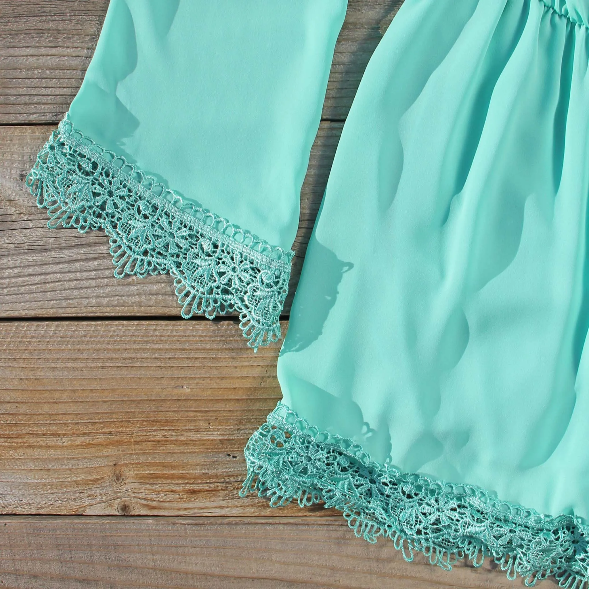 Wintertide Lace Romper in Mint