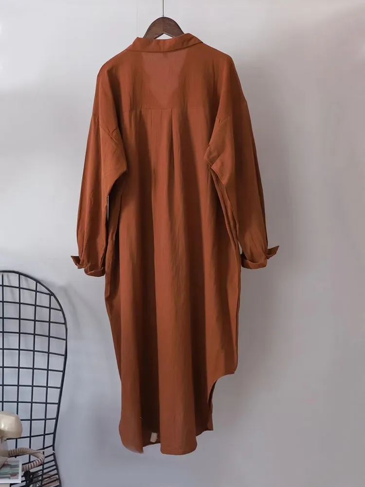 Women Cotton Oversized Big Shirt Dress