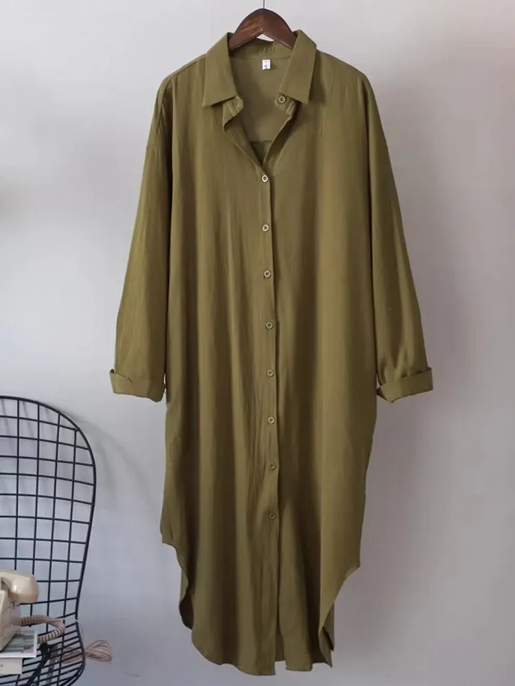 Women Cotton Oversized Big Shirt Dress