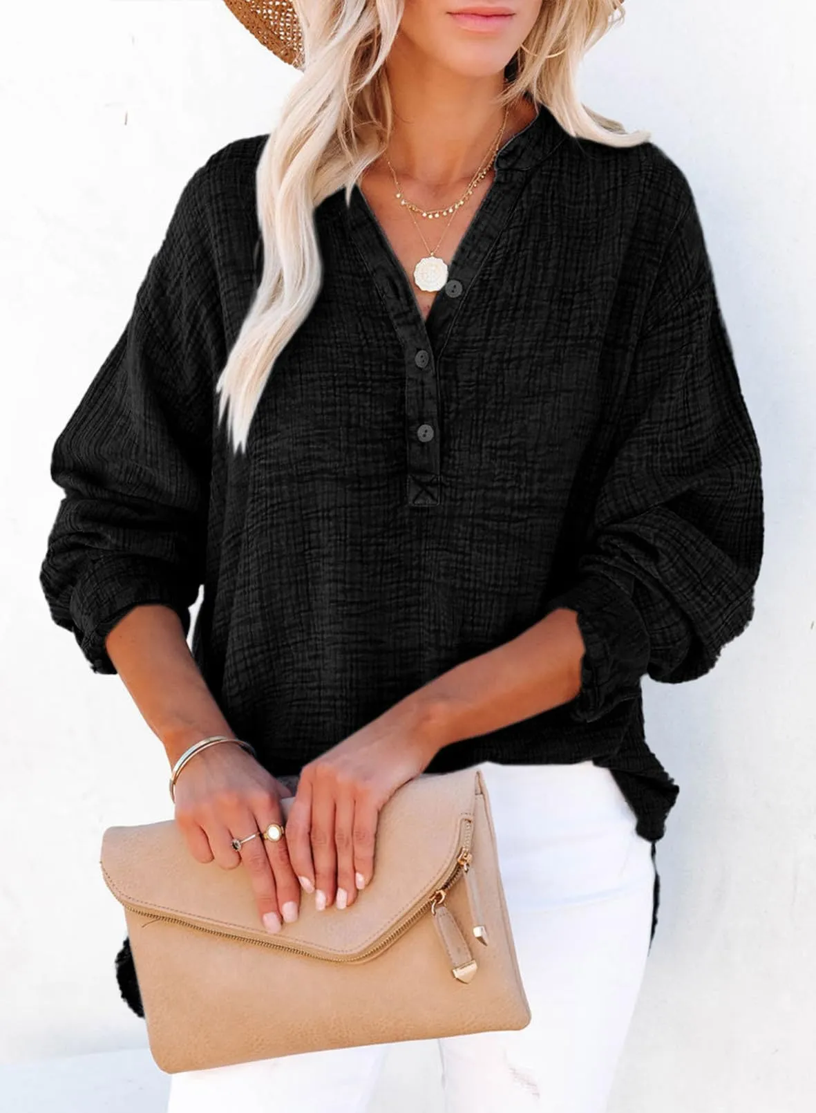 Women's Basic V-Neck Pullover Shirt T-Shirt (Buy 2 Free Shipping)
