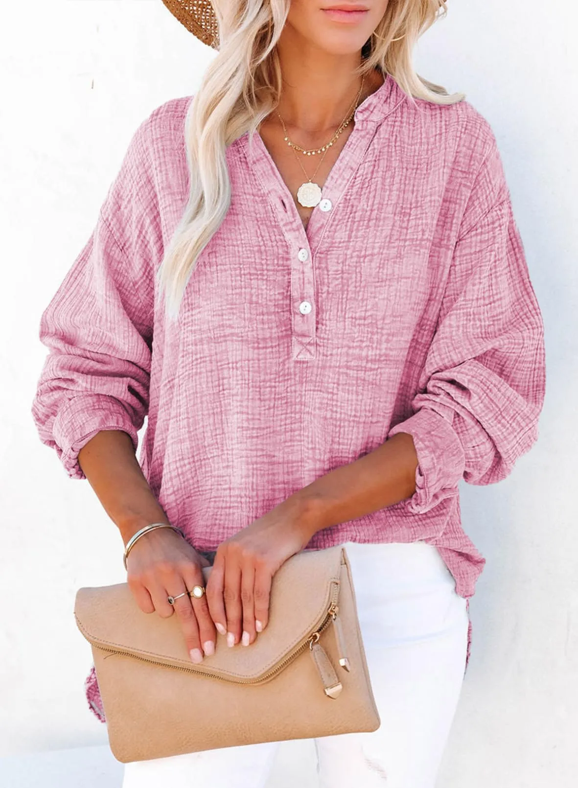 Women's Basic V-Neck Pullover Shirt T-Shirt (Buy 2 Free Shipping)