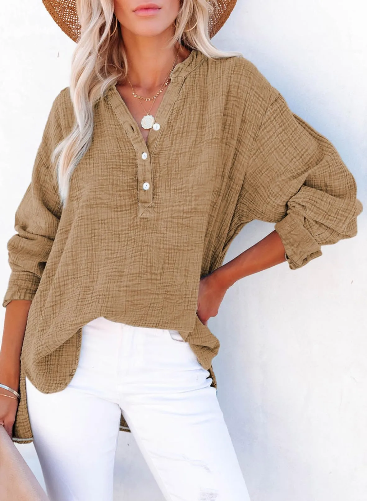 Women's Basic V-Neck Pullover Shirt T-Shirt (Buy 2 Free Shipping)