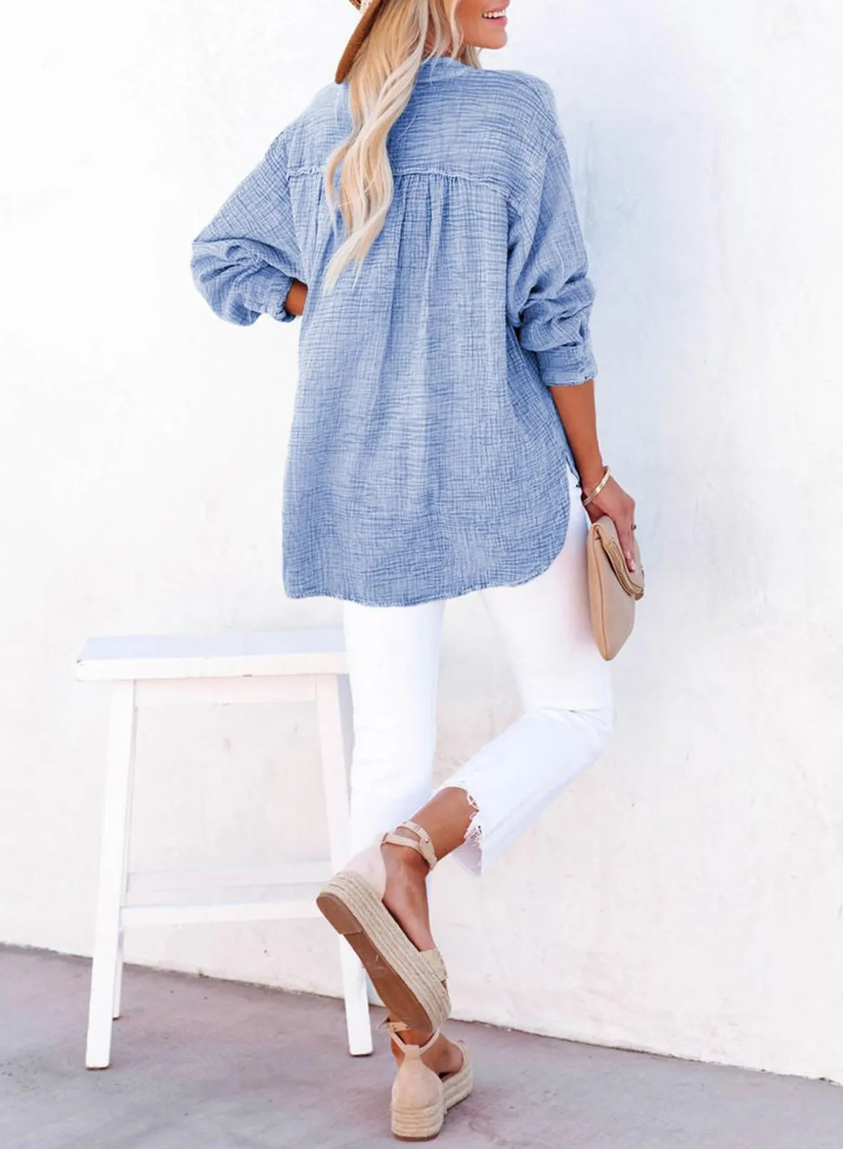 Women's Basic V-Neck Pullover Shirt T-Shirt (Buy 2 Free Shipping)
