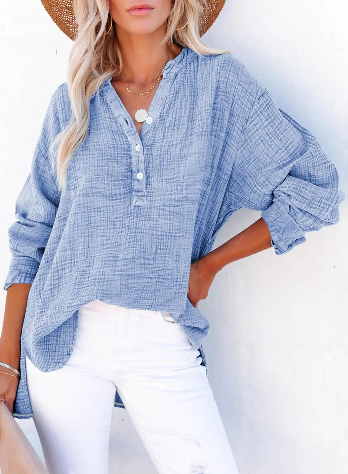 Women's Basic V-Neck Pullover Shirt T-Shirt (Buy 2 Free Shipping)