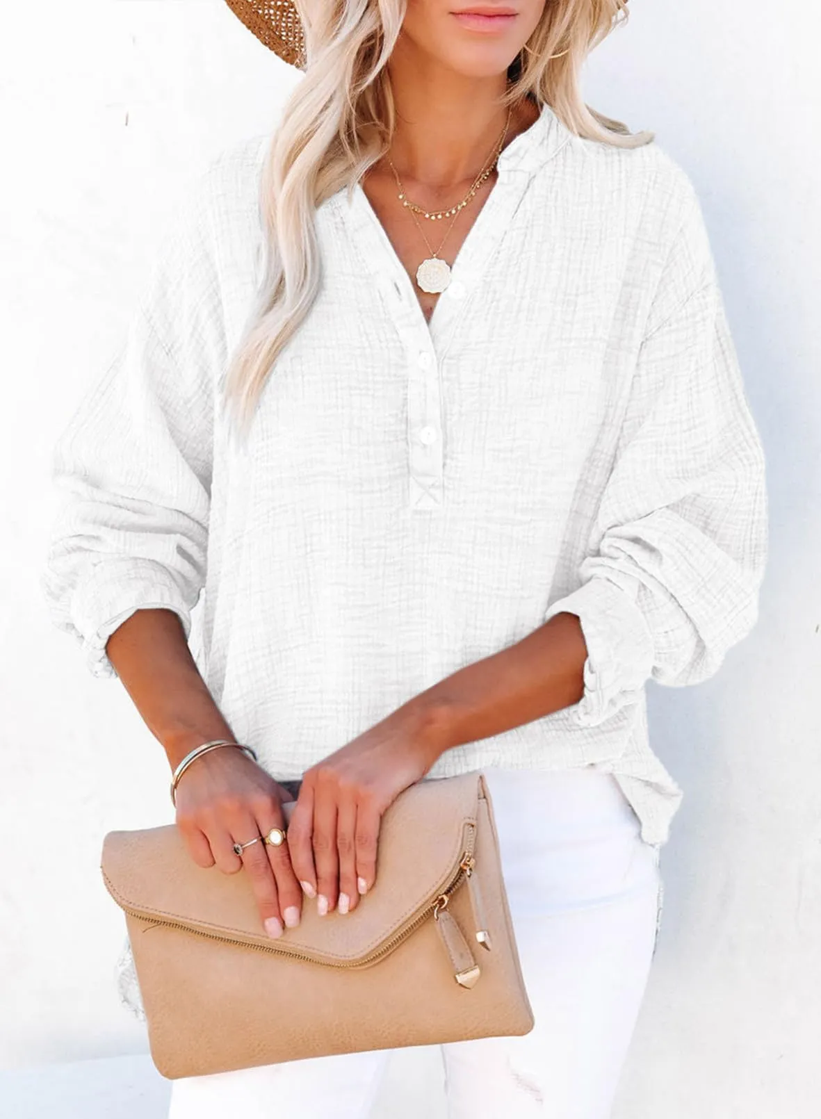 Women's Basic V-Neck Pullover Shirt T-Shirt (Buy 2 Free Shipping)