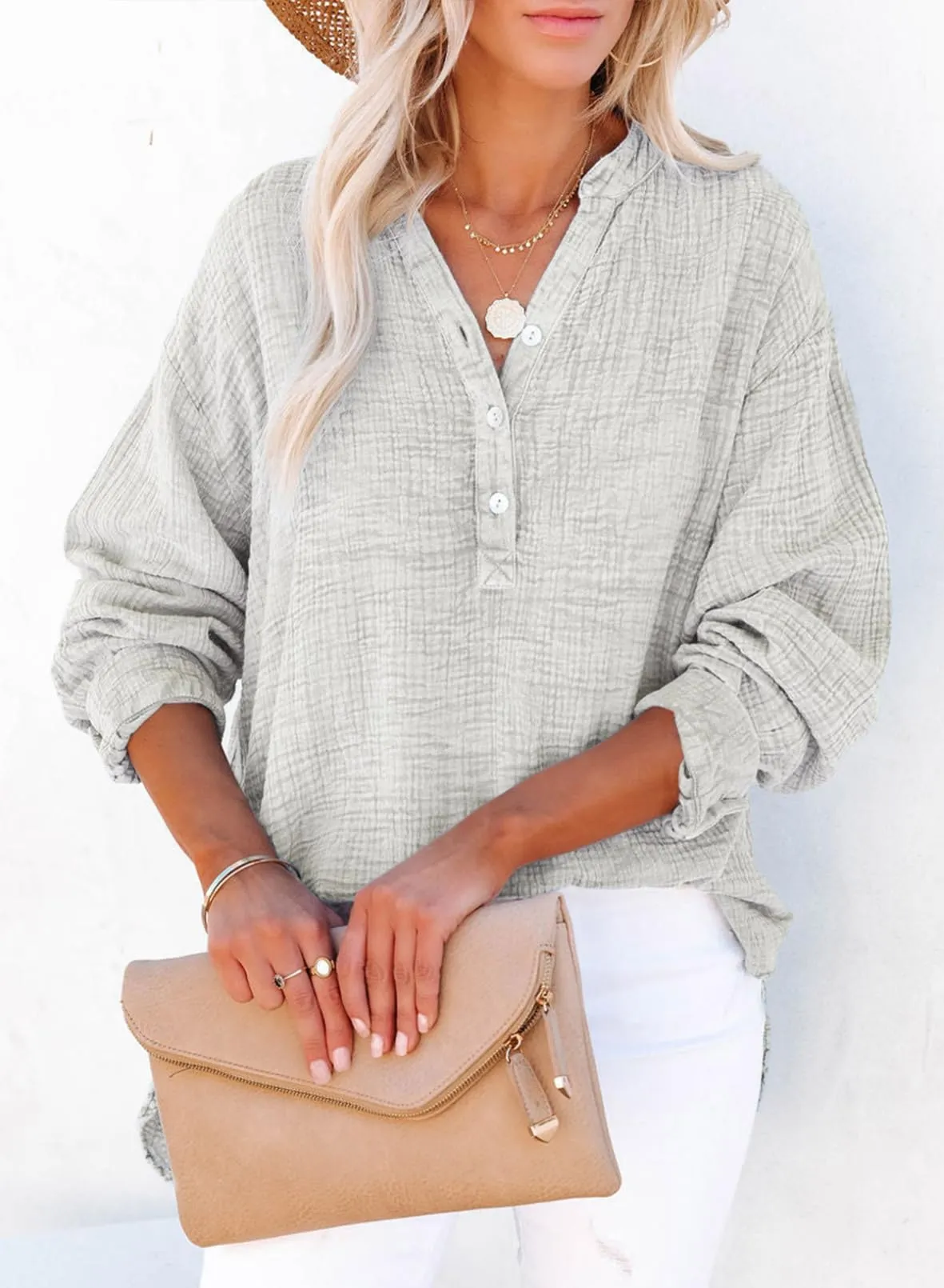 Women's Basic V-Neck Pullover Shirt T-Shirt (Buy 2 Free Shipping)