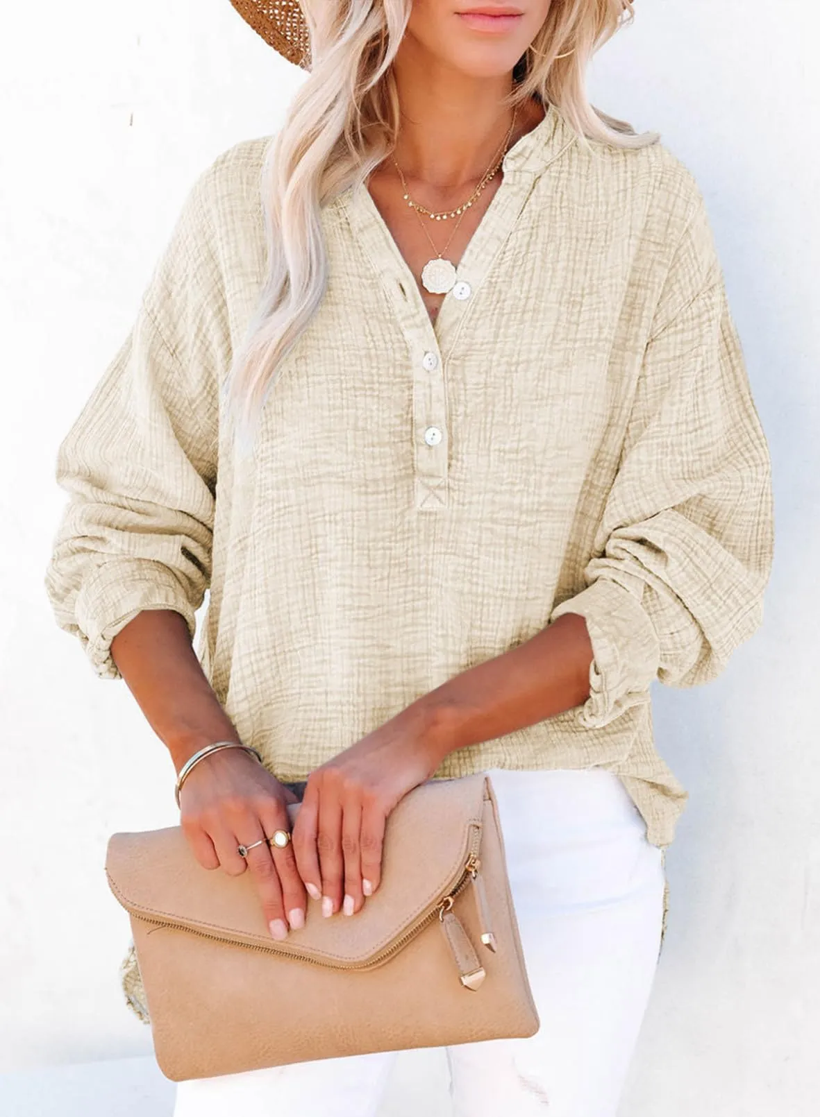 Women's Basic V-Neck Pullover Shirt T-Shirt (Buy 2 Free Shipping)