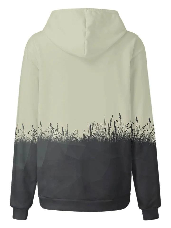 Women's Casual Gradient Color Hooded Pullover Sweatshirt