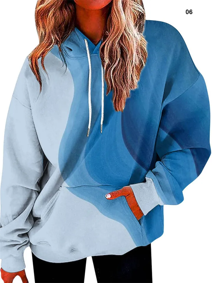 Women's Casual Gradient Color Hooded Pullover Sweatshirt