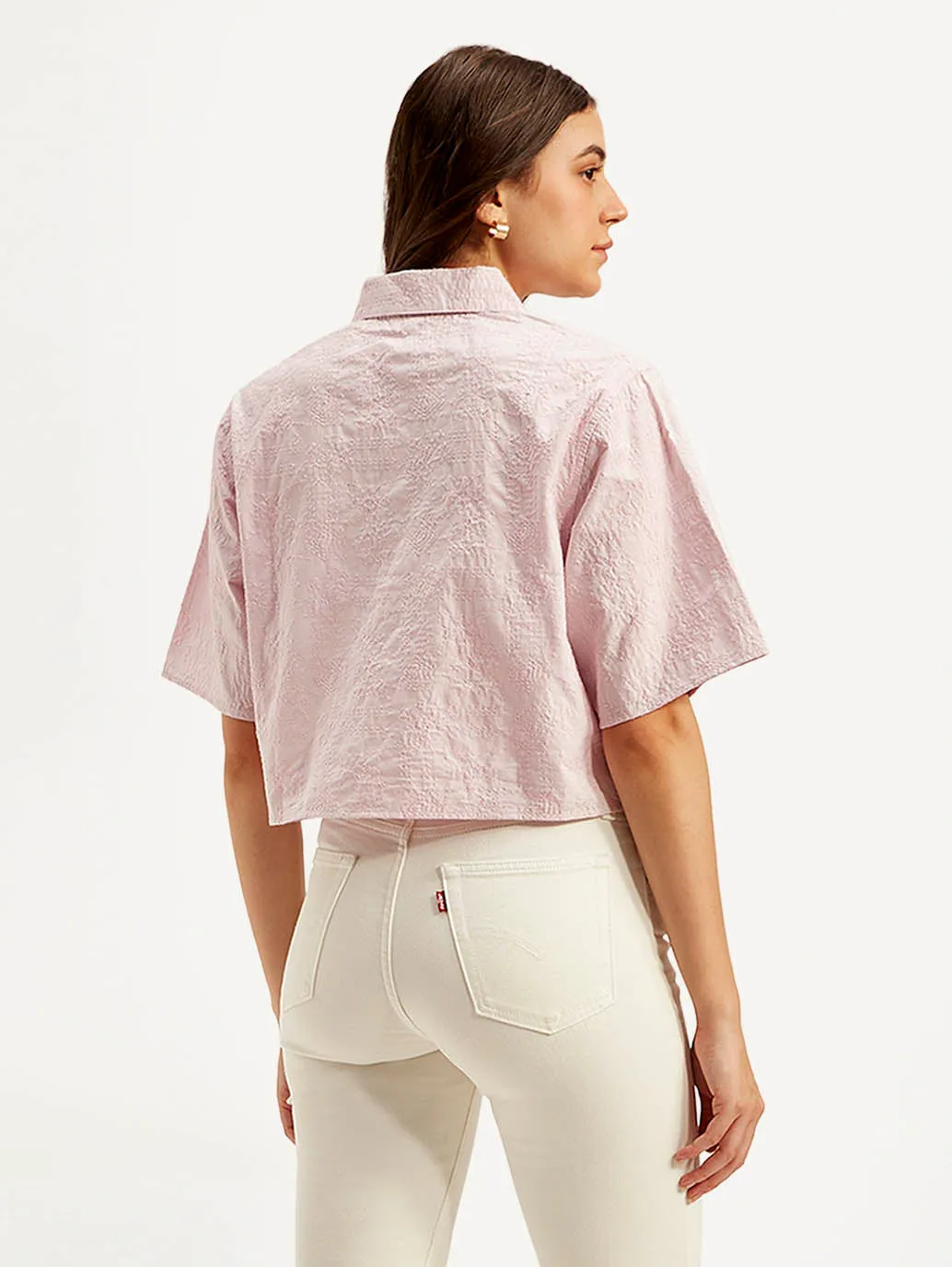 Women's Textured Spread Collar Shirt