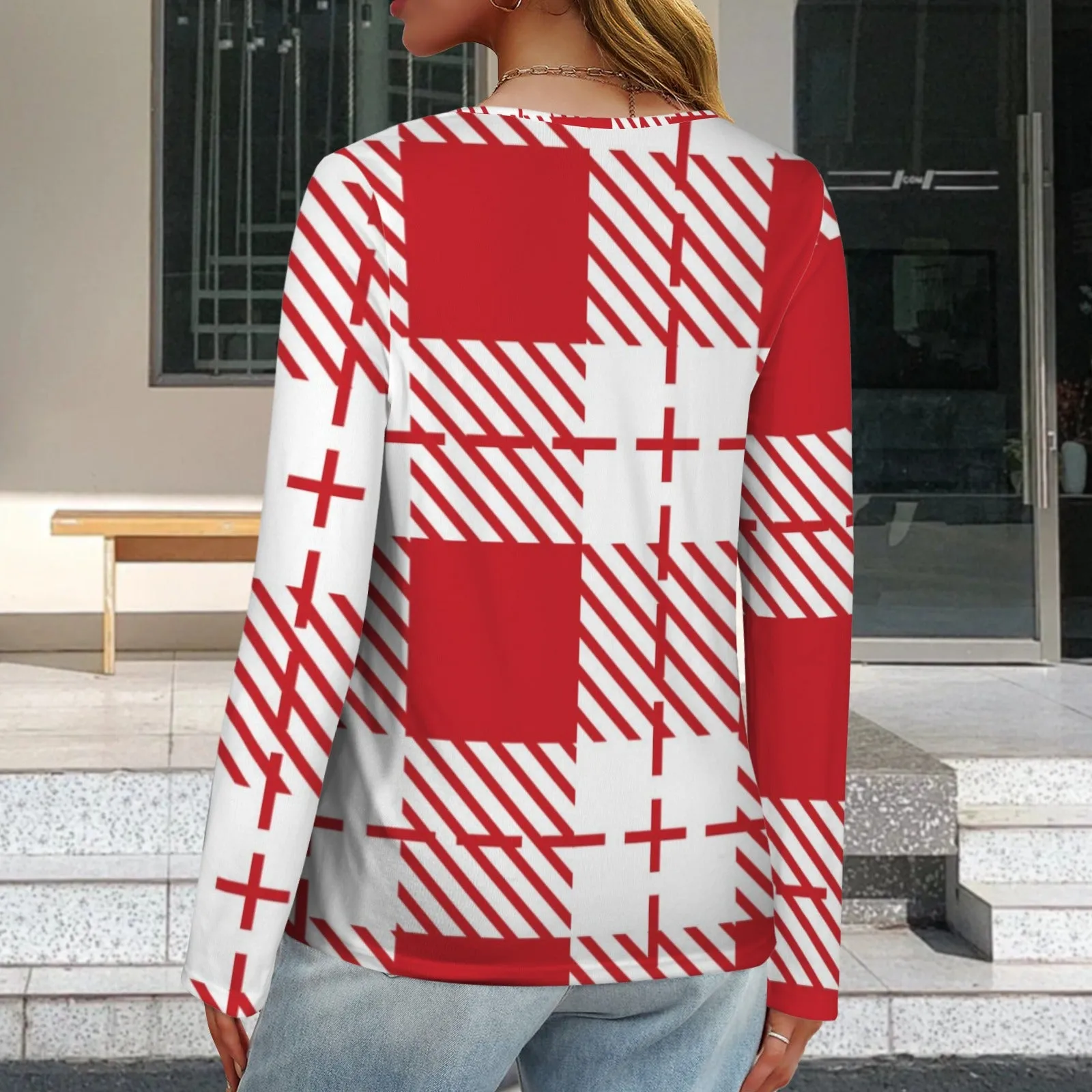 Women's V Neck Long Sleeve Sweatshirt