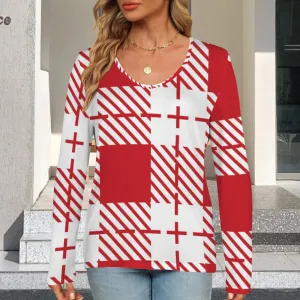 Women's V Neck Long Sleeve Sweatshirt